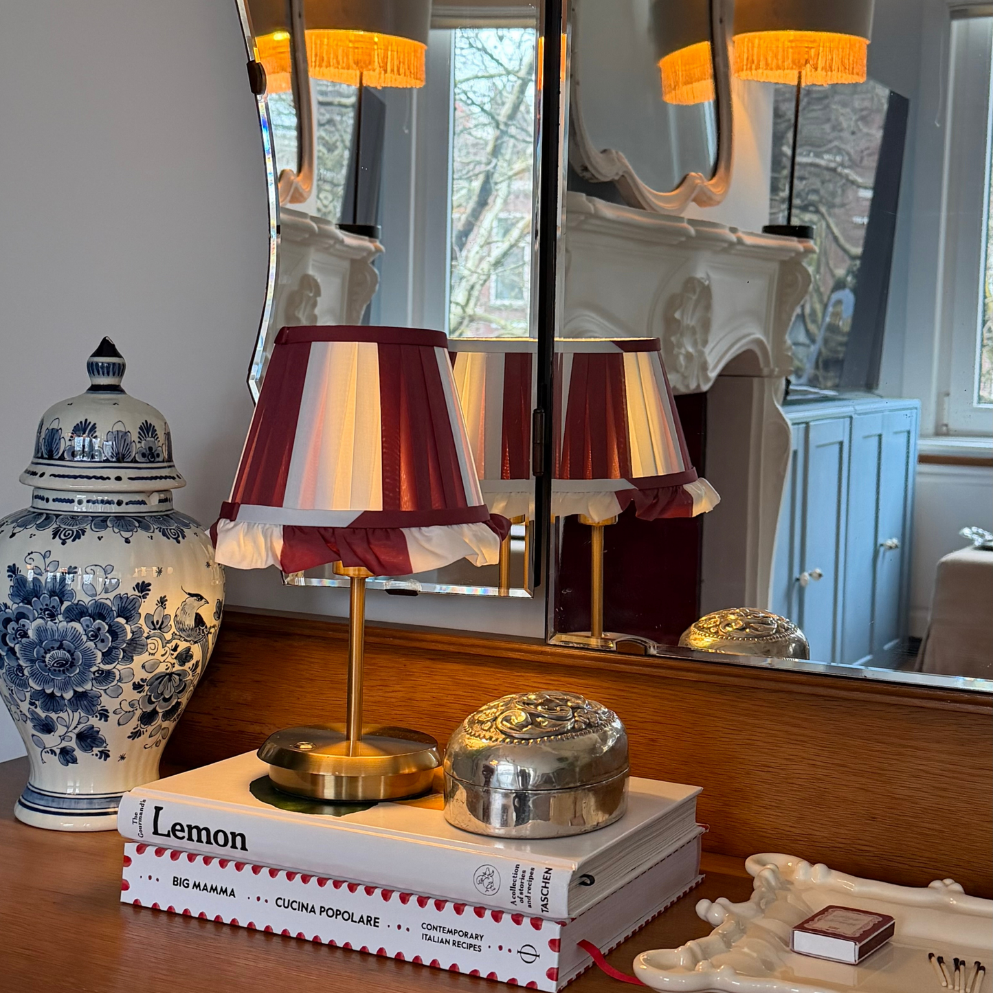 Lou tablelamp - Burgundy stripe