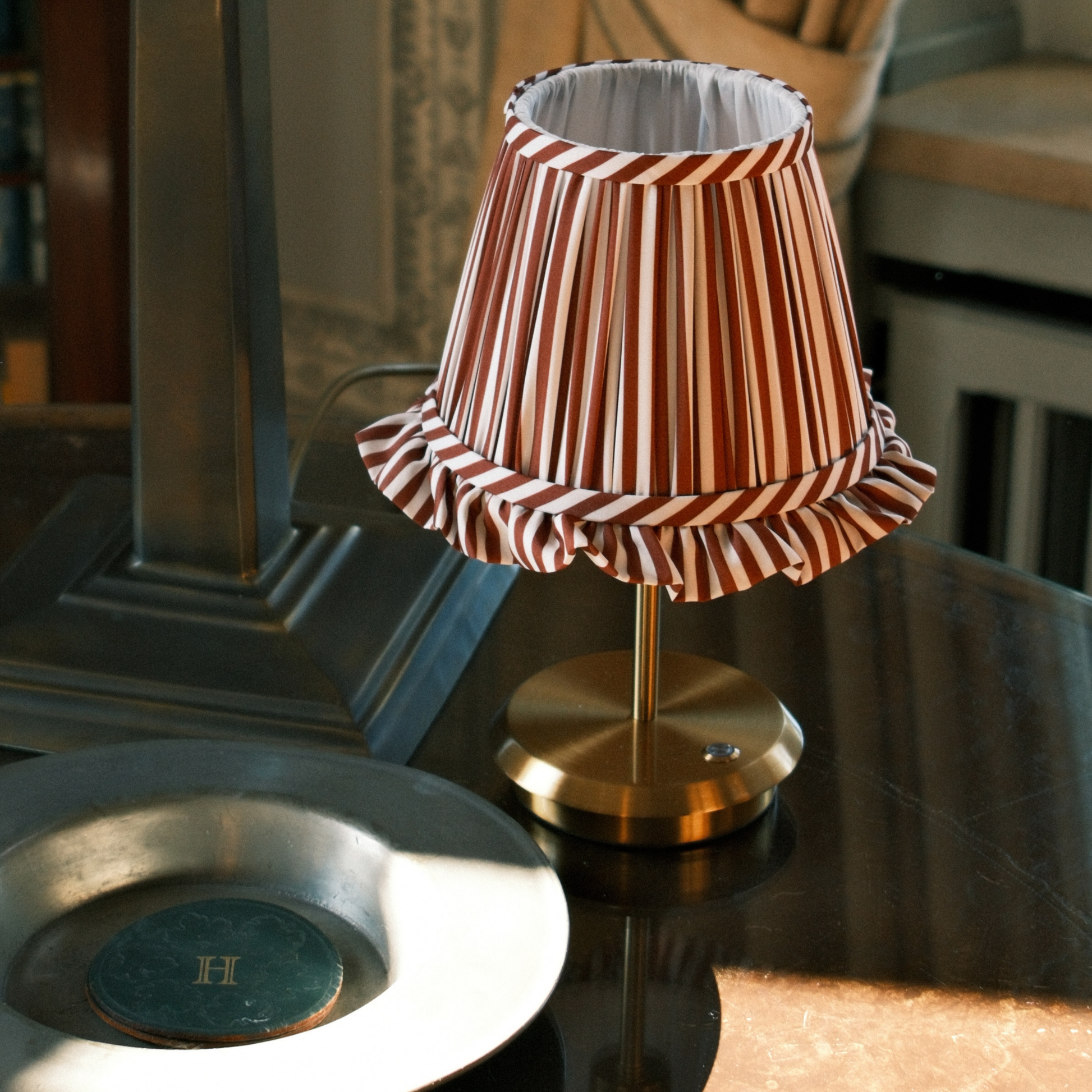 Lola tablelamp - Chocolate stripe – Studio Nonna