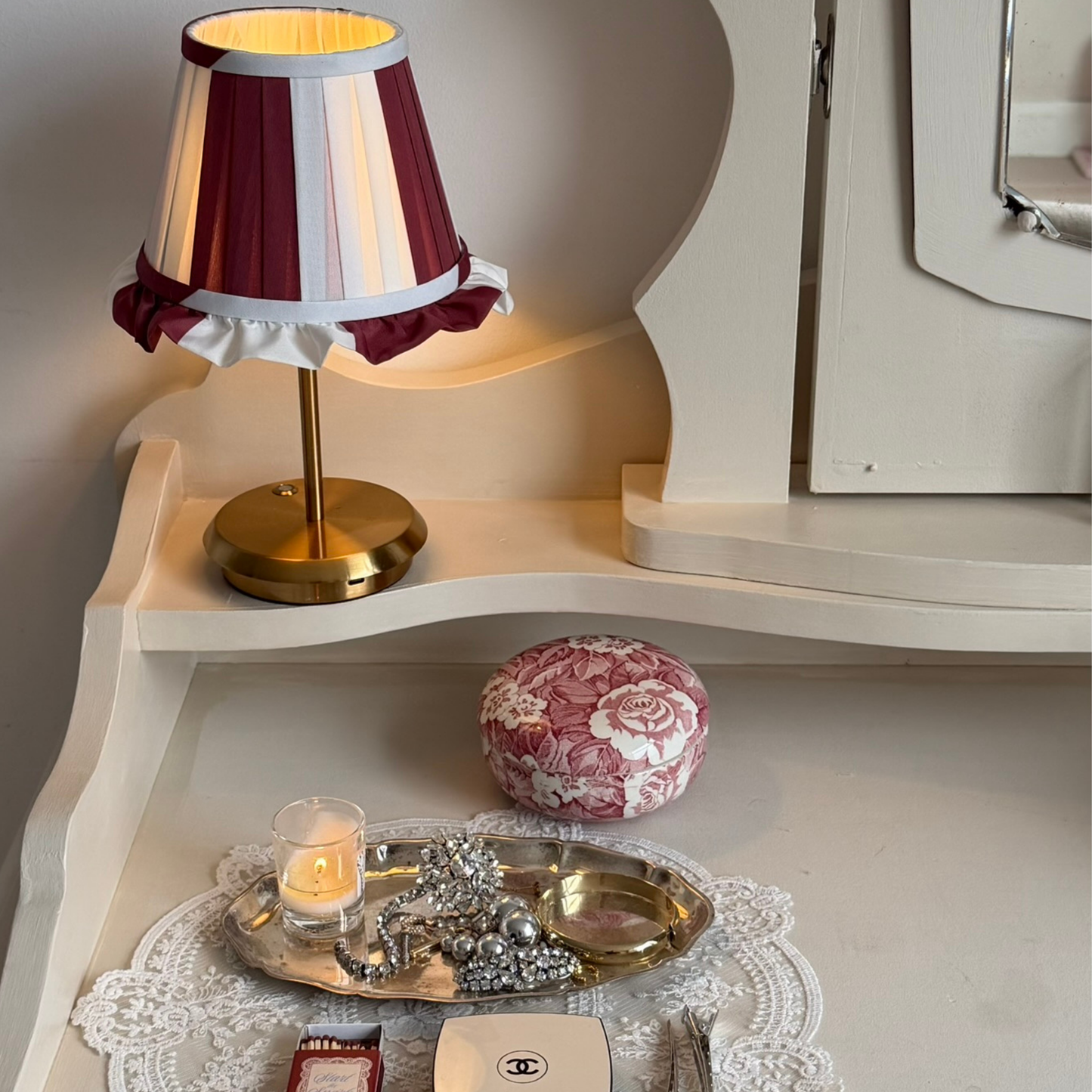 Lou tablelamp - Burgundy stripe